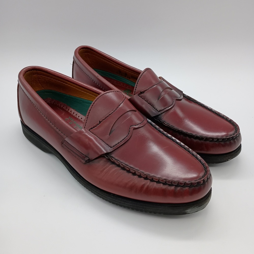 Sebago Lites Mens 8 D Penny Loafers Burgundy Leather Handsewn USA
